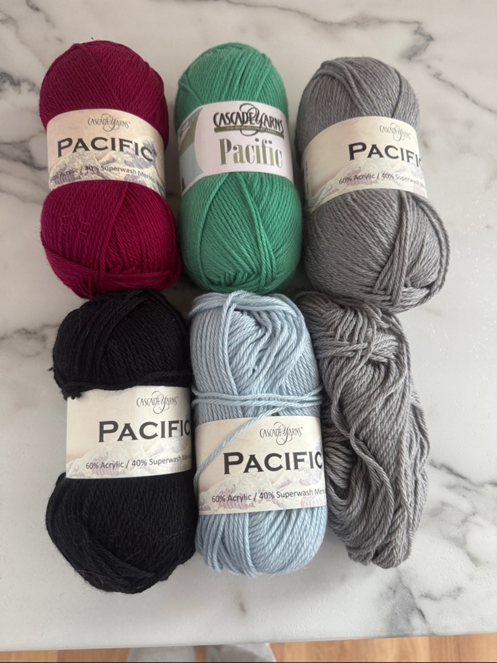 Cascade Yarns Pacific Yarn Set - Burgundy, Teal, Blue, and Gray Superwash Merino